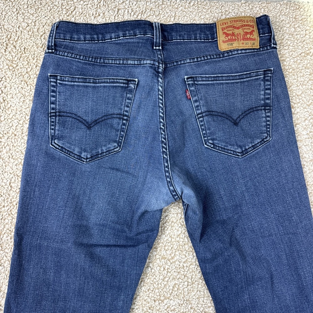 Levis 559 Jeans Mens 33x32 Blue Relaxed Straight Fit Denim Pants Classic Zip Fly - Picture 15 of 15